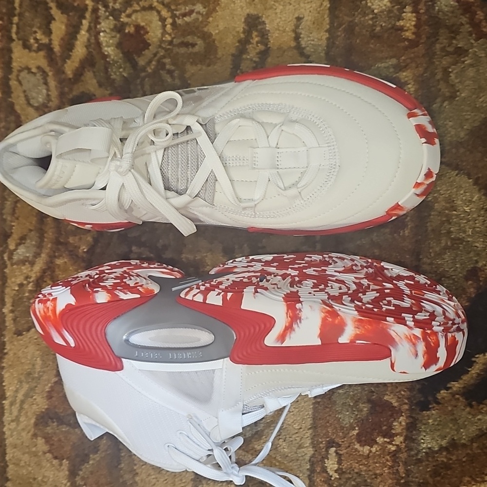 Adidas Exhibit Select White and Red High-Top Basketball Shoes - Picture 2 of 4